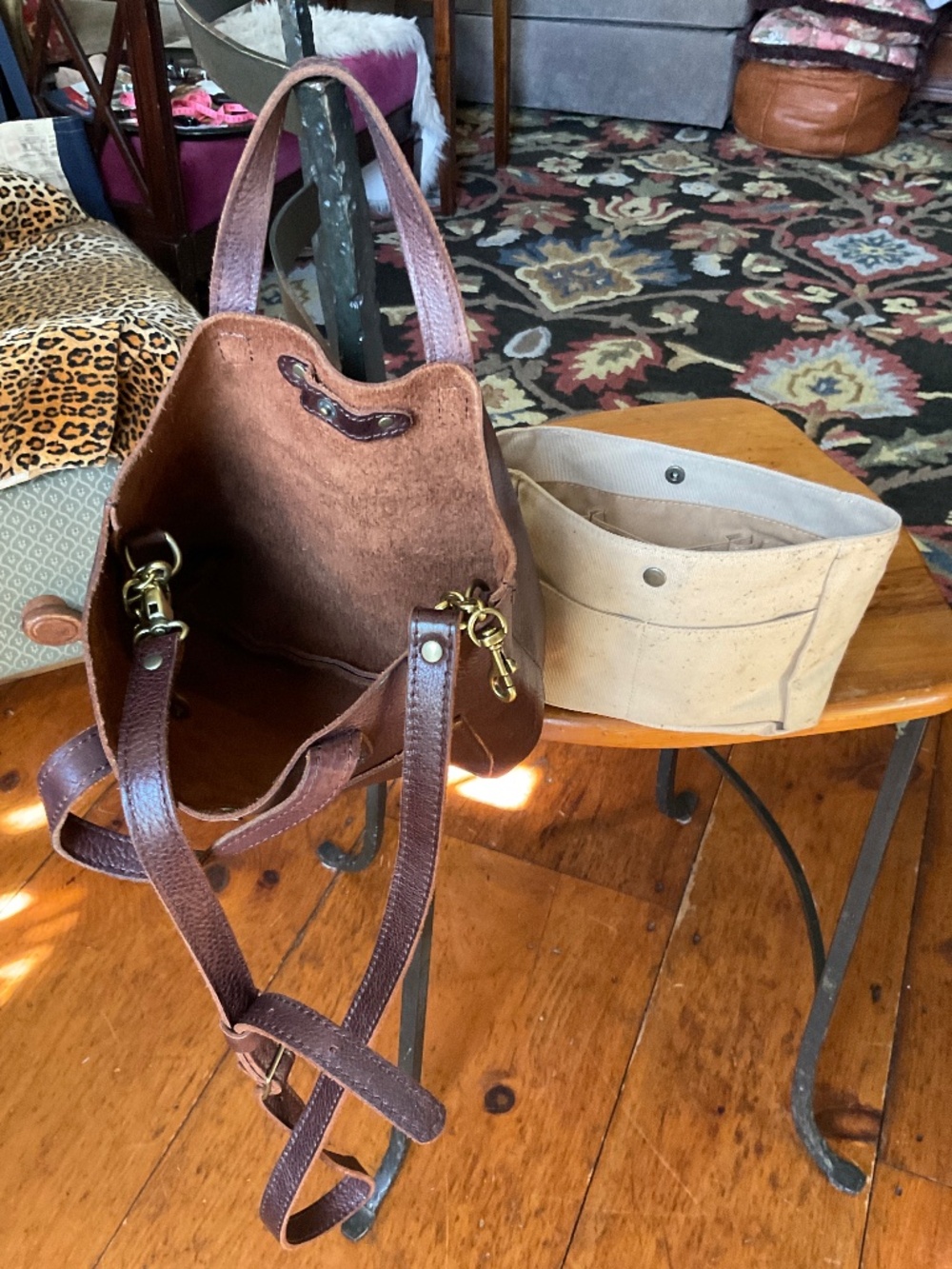 Portland leather goods MINI CROSSBODY TOTE in Nutmeg - Picture 6 of 13